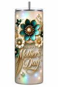 Elegant Teal & Gold Mother’s Day Floral 20oz Tumbler