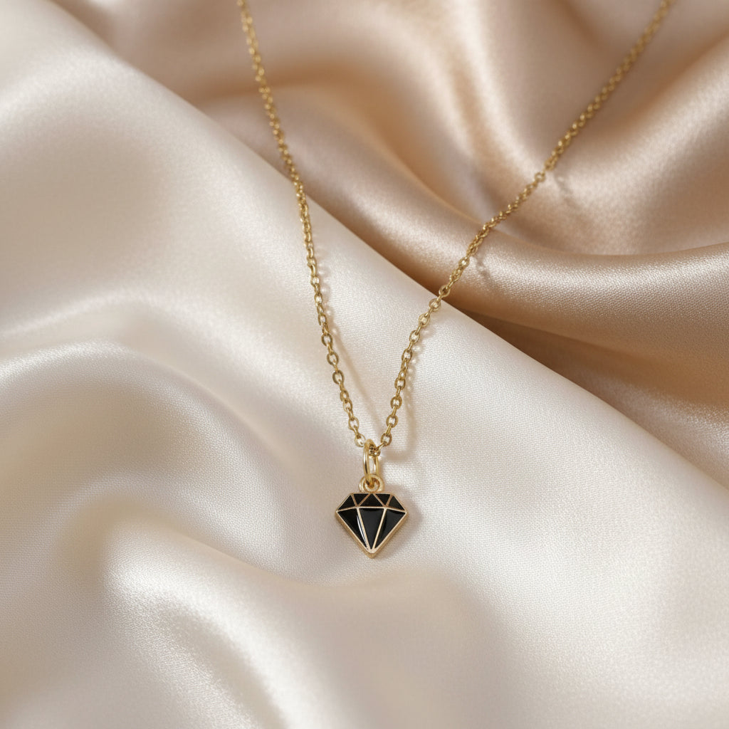 Black Diamond Charm Necklace