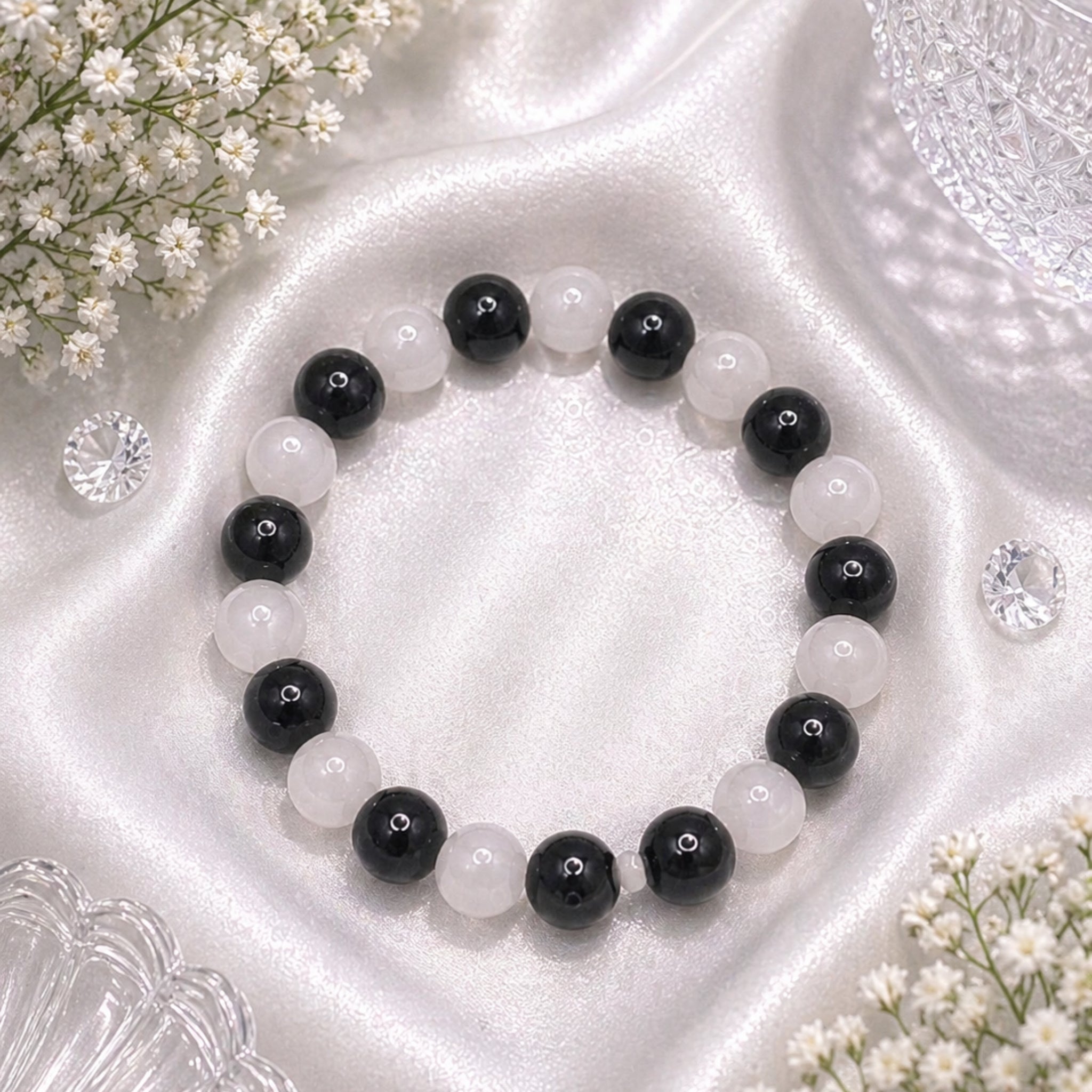 Midnight Frost Beaded Bracelet