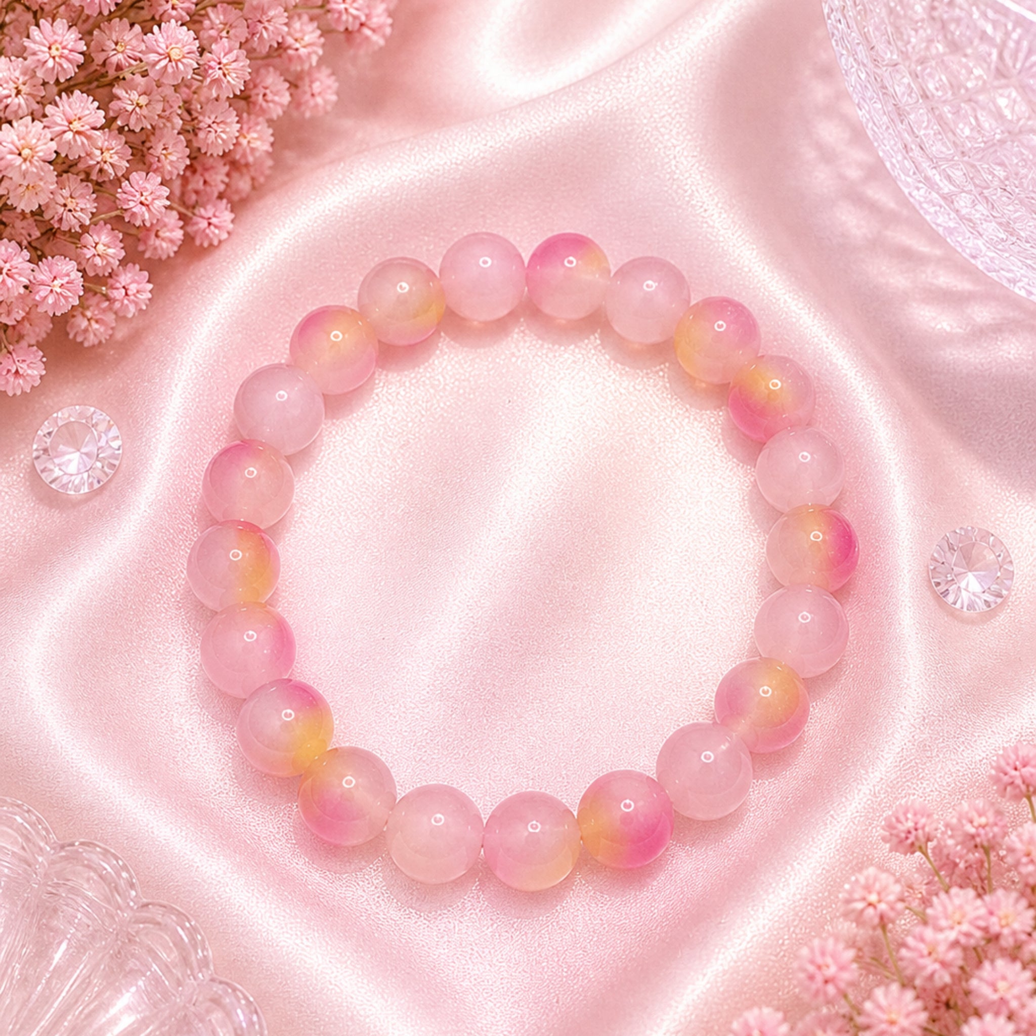 Peach Glow Beaded Bracelet