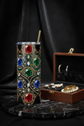 Jewel Crown Tumbler on black marble with jewelry box